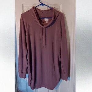 INGRID + ISABEL Women's Maternity Cowl Neck Brown Tunic Sweater Size L